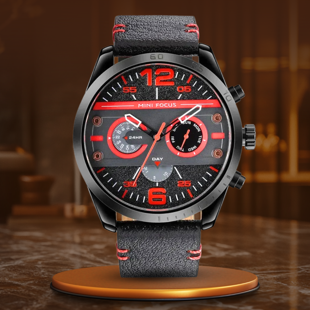 Luxury Leather Band Quartz Chronograph Sports Watch