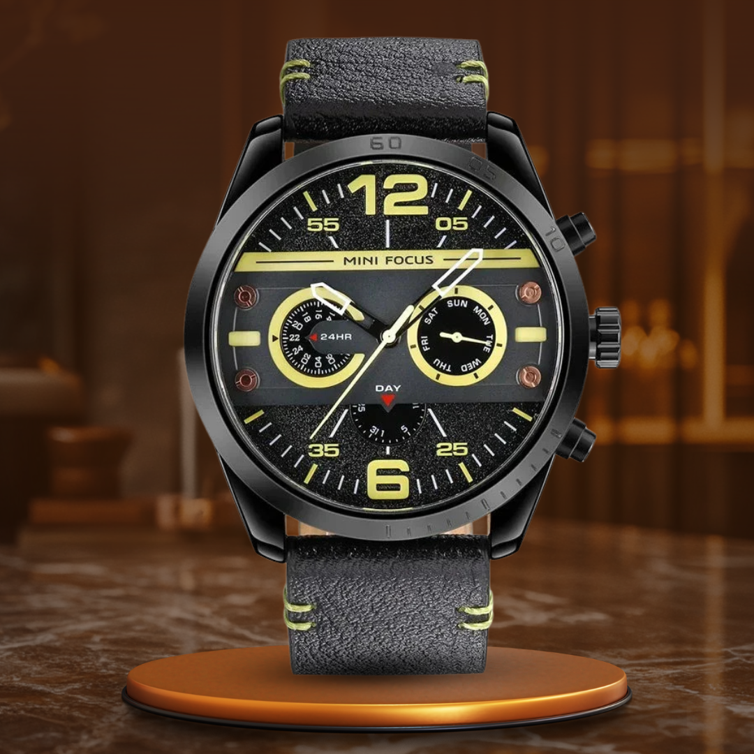 Luxury Leather Band Quartz Chronograph Sports Watch