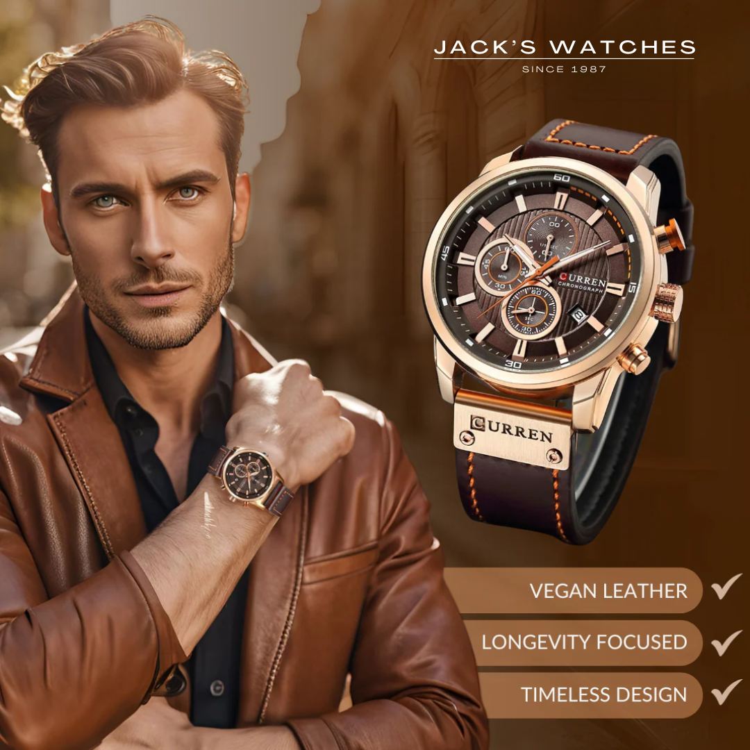 Elegant Quartz Watch with Leather Band