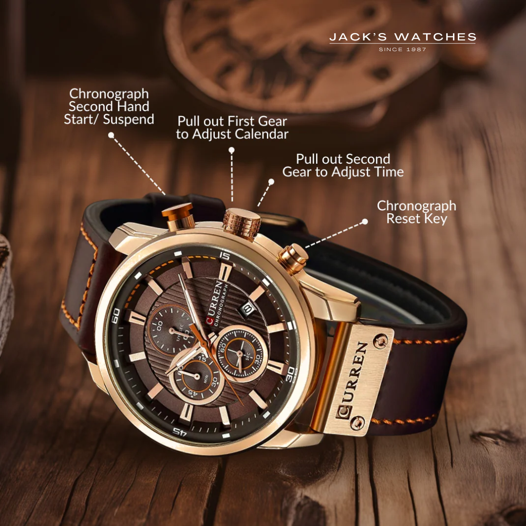 Elegant Quartz Watch with Leather Band