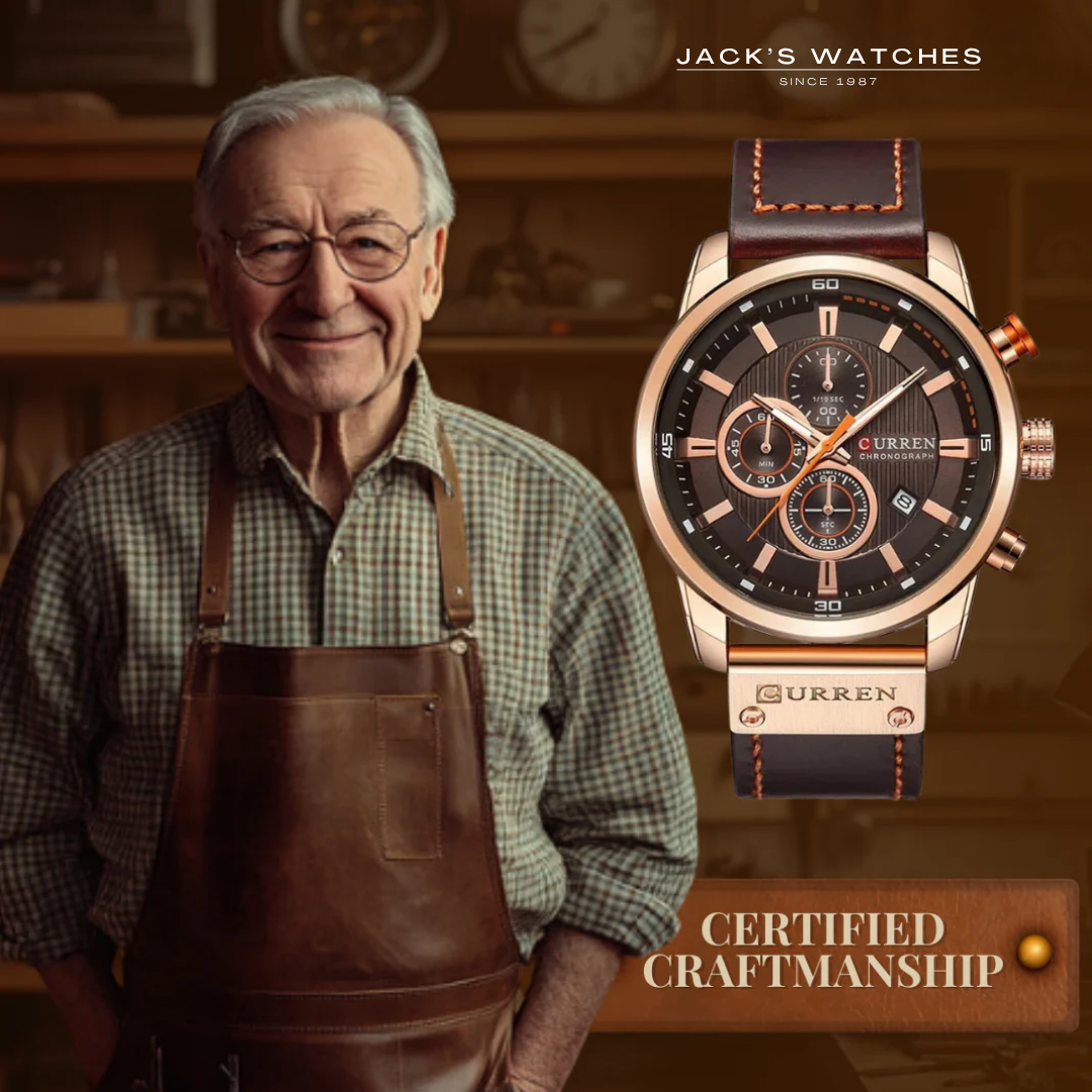 Elegant Quartz Watch with Leather Band