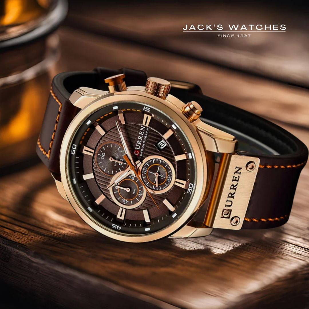 Elegant Quartz Watch with Leather Band